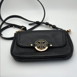 Tory Burch Black Crossbody Bag with Gold Accents